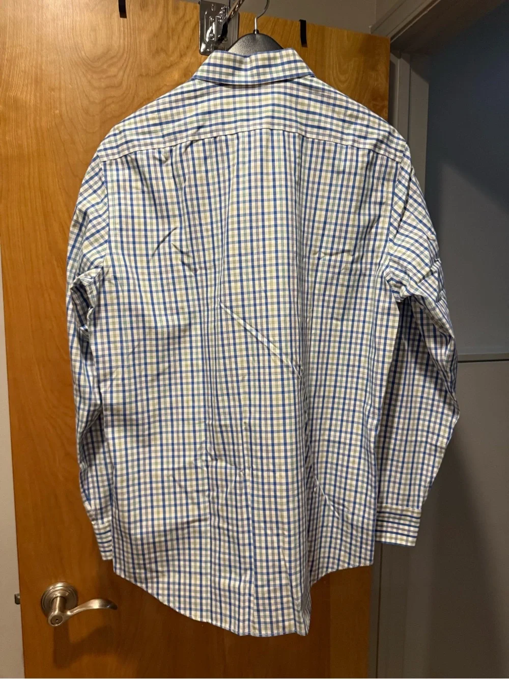 Banana Republic Men's Blue and White Checked Dress Shirt